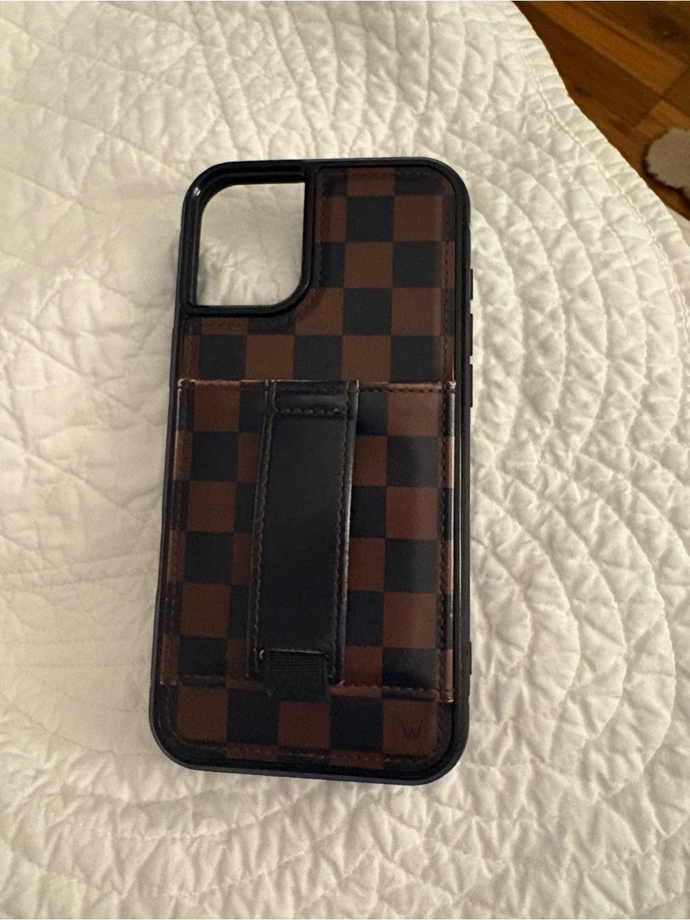Walli Brown and Black Checkered Card Holder Phone Case
